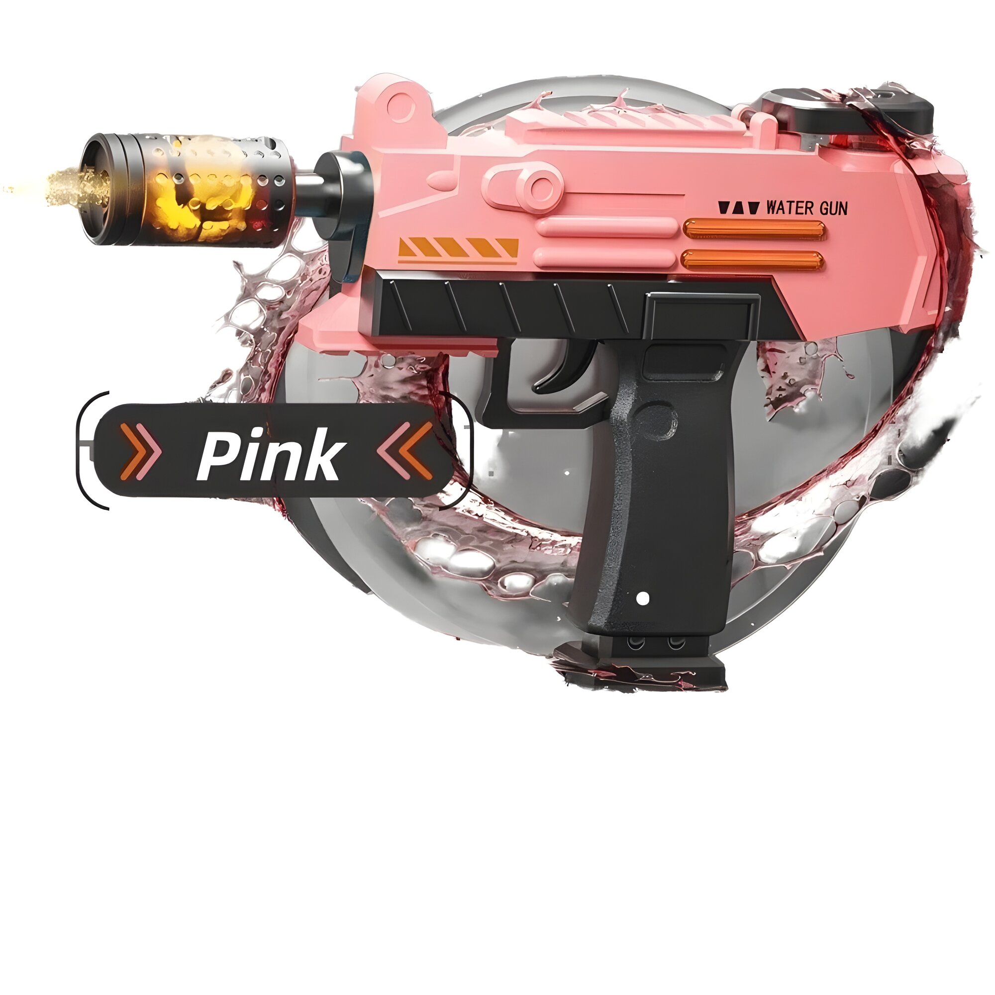 Электрический водяной пистолет UZI розовый автоматический для детей от 4 лет с перезаряжаемым аккумулятором
