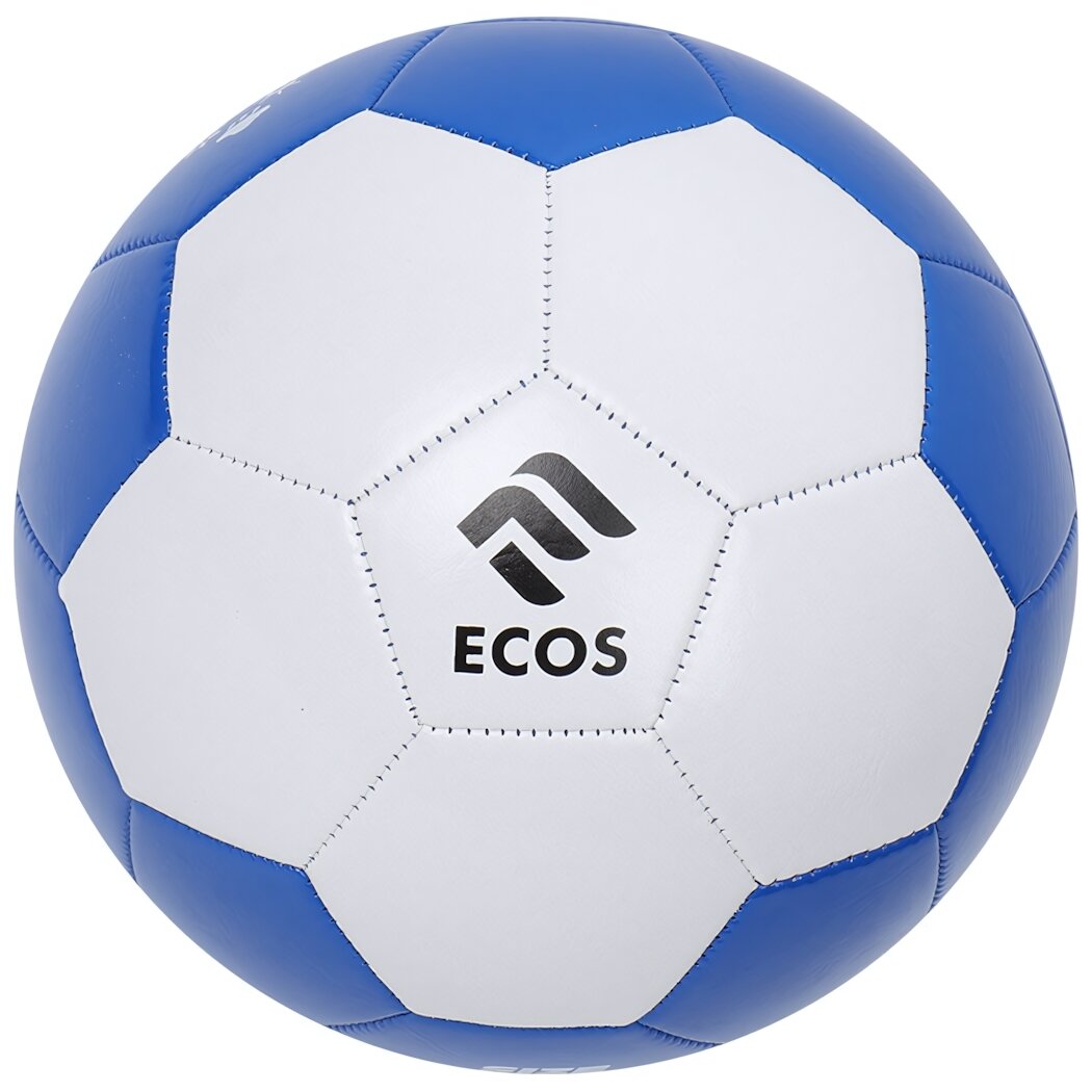 Футбольный мяч ECOS FM-02 размер №5, синее белый, ПВХ, стандартный