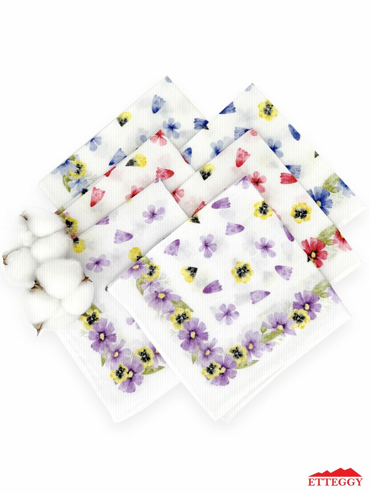 Носовой платок Etteggy, 6 шт., белый — фото 1