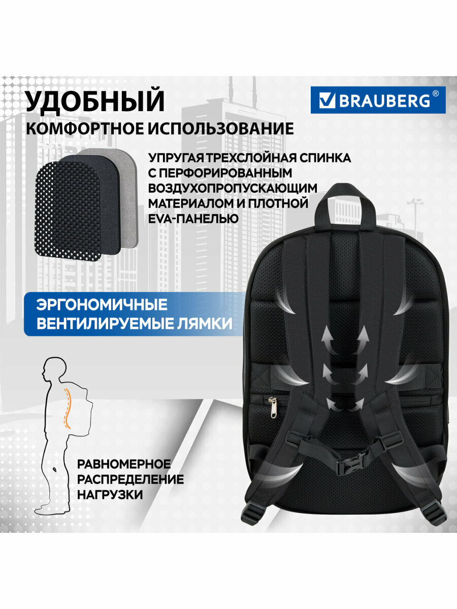 Рюкзак Brauberg Functional с отделением для ноутбука, 2 отделения, карман-антивор, Safe, 44х30х20 см, 272574 — фото 1