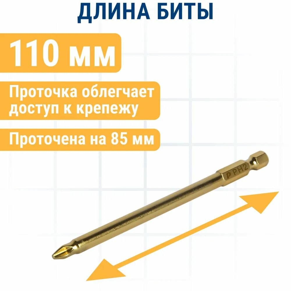 Биты Для Электроинструмента Бита ПРАКТИКА Эксперт для шуруповерта, PH-2 х 110 мм