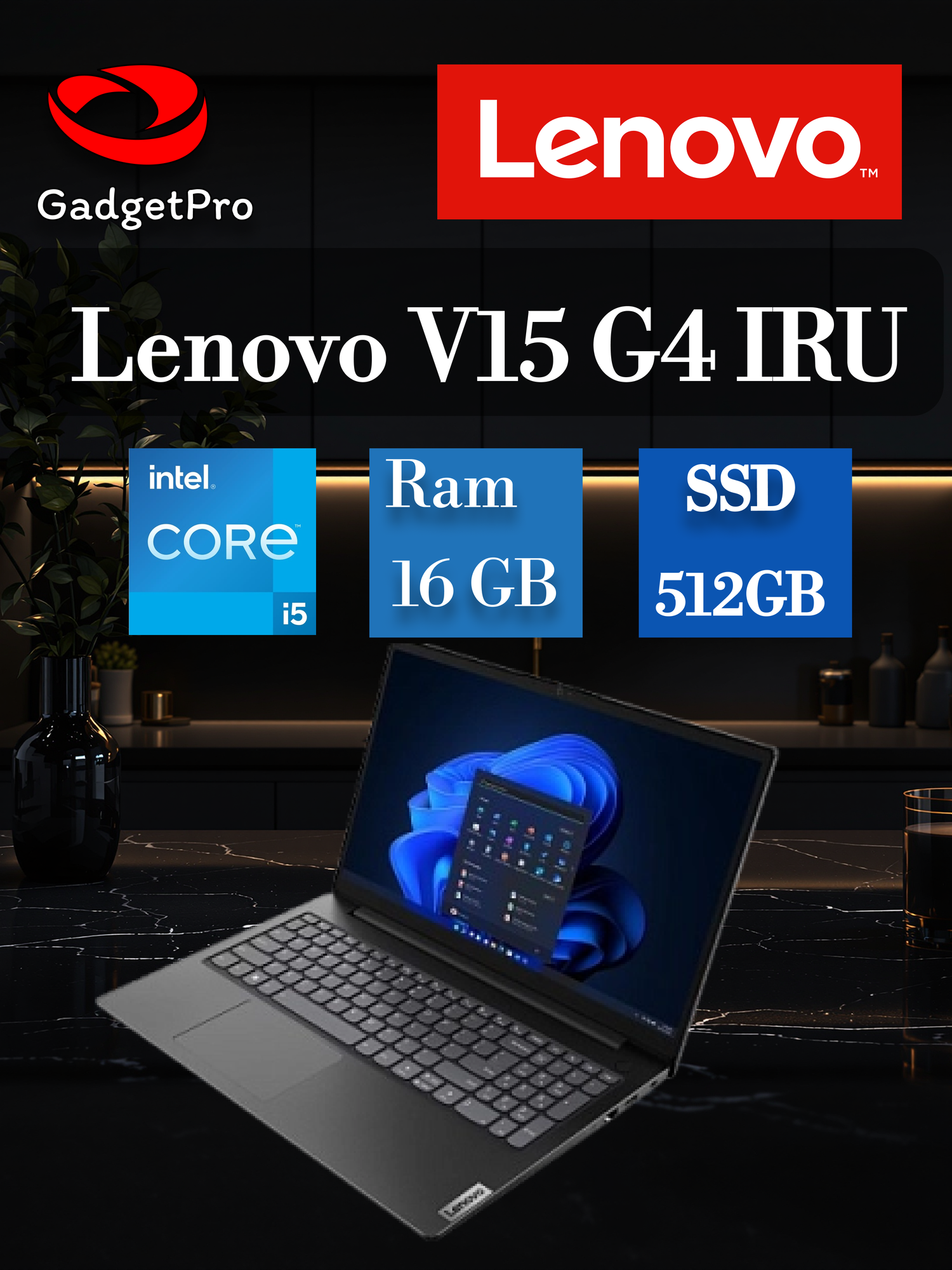 Ноутбук Lenovo V15 G4 IRU 15.6" FHD, Core i5-13420H, 16ГБ, SSD 512ГБ, Intel UHD Graphics, без ОС, черный
