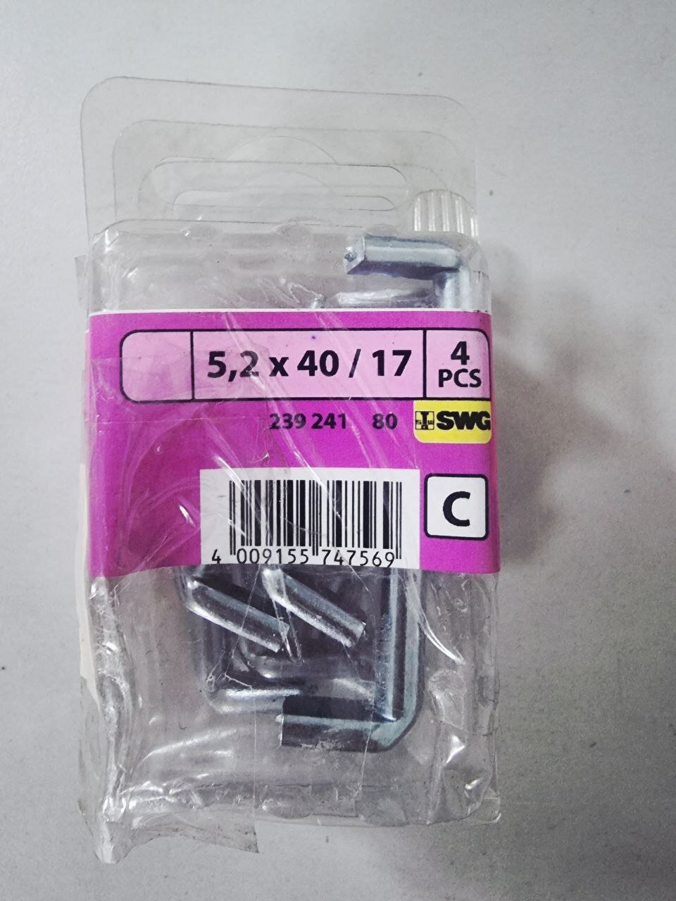 Шуруп крюк костыль крепежный 52*40/17 (4 шт-1уп*4 упк ) SWG Германия