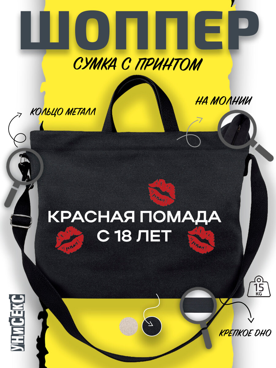 Сумка  шоппер y2k через плечо помада