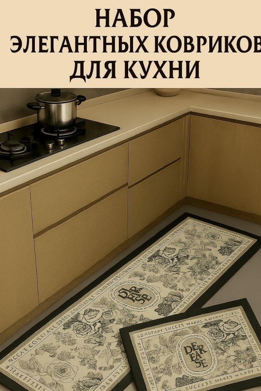 Набор ковриков для кухни и ванной комплект 2 шт(40х120см 40Х60см)