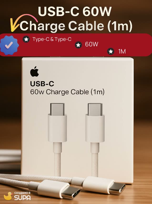 Оригинальный Кабель для зарядки для IPhone 15-16 Type C - Type C — фото 1