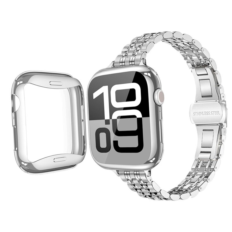 Тонкий ремешок для Apple Watch series 10/11 42 мм, браслет из нержавеющей стали для iWatch 11 10,100, металл,14, Silver,