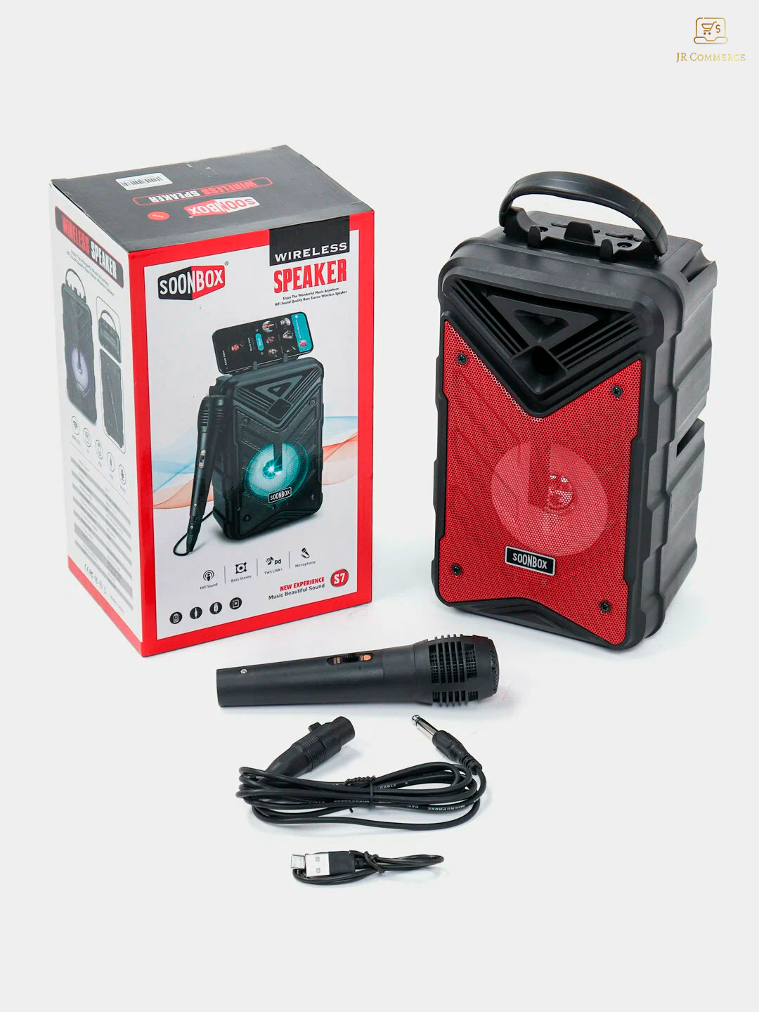 Портативная колонка для караоке, розовый, USB, Bluetooth 5.0, с подсветкой