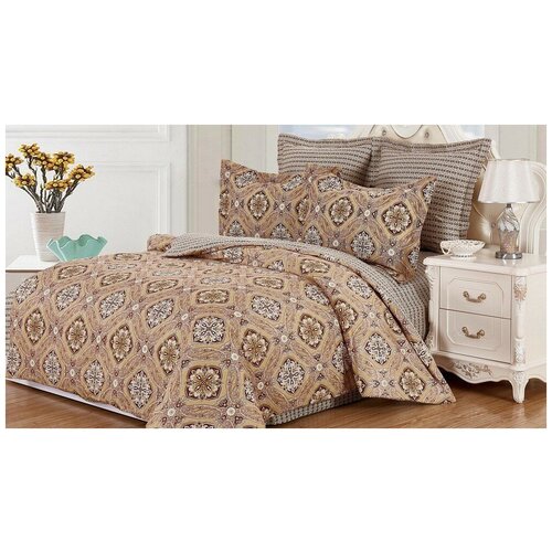 фото Постельное белье 2-спальное valtery c-264, сатин, 4 наволочки: 50 х 70 и 70 х 70 см, коричневый