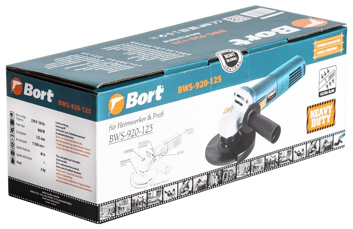 Углошлифовальная машина (болгарка) Bort BWS-920-125