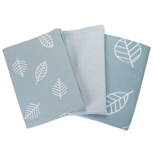 Покрывало Ермолино жаккард (100% хлопок) серо-синий листья 145*212 см