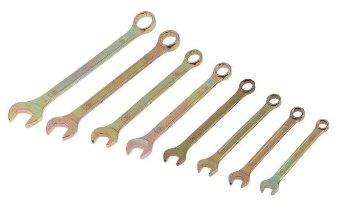 Набор ключей комбинированных в холдере тундра, желтый цинк, 8 - 19 мм, 8 шт.