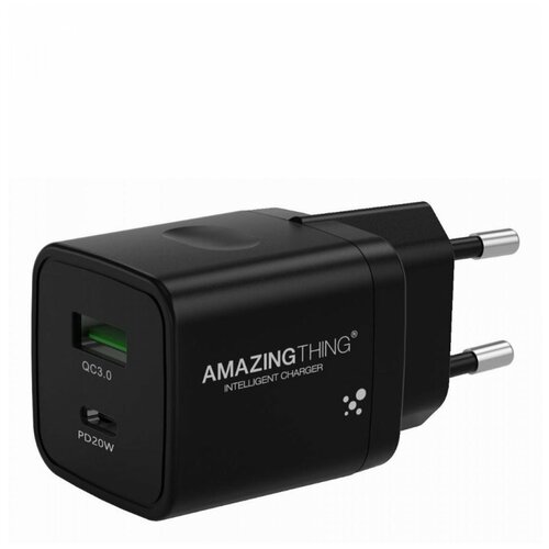 Сетевой адаптер USB/Type-C 3A Amazingthing Quick Charger 20W Black,зарядное устройство для телефона Тайп Си,адаптер для быстрой зарядки планшета 20 Вт