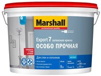 Краска латексная Marshall Export-7 влагостойкая моющаяся матовая белый 9 л