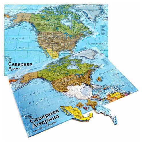 Рамка-вкладыш Геоцентр Карта Северной Америки (4660000230768), 78 дет.