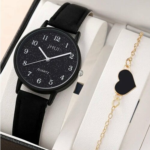 Наручные часы GH Женские часы с браслетом в виде сердца, черный