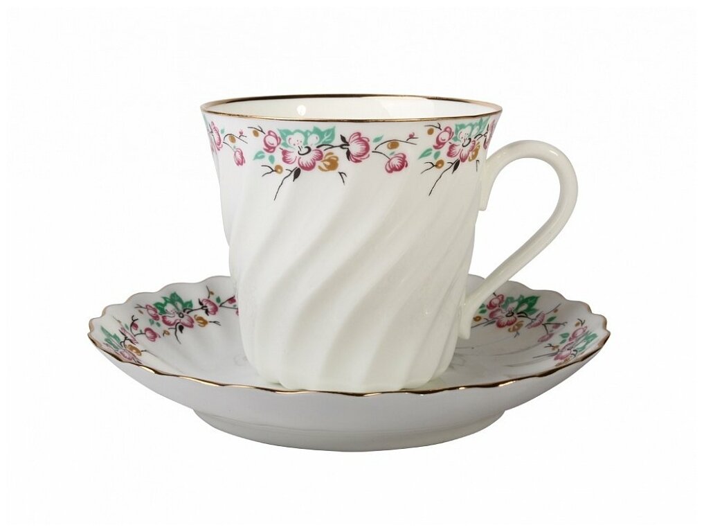 фото Кофейная пара Императорский фарфоровый завод Весенний, форма Витая, 1 персона