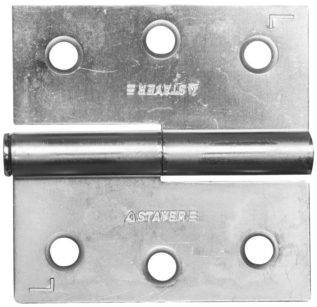 STAYER 75x75x2.4 мм, разъемная, левая, цвет белый цинк, карточная петля (37613-75-1L)