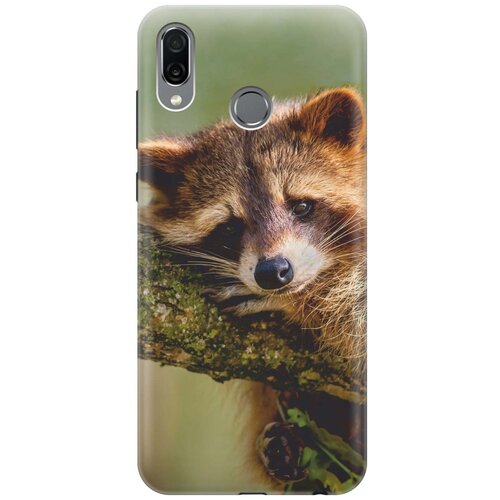 фото Cиликоновый чехол на honor play / хонор плей с принтом "задумчивый енот" gosso