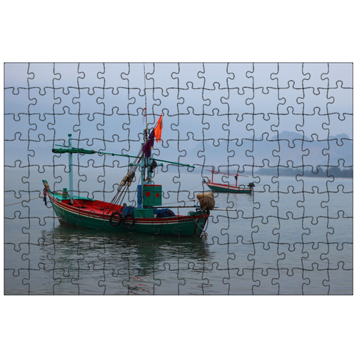 фото Магнитный пазл 27x18см."рыбацкая лодка, море, судно" на холодильник lotsprints