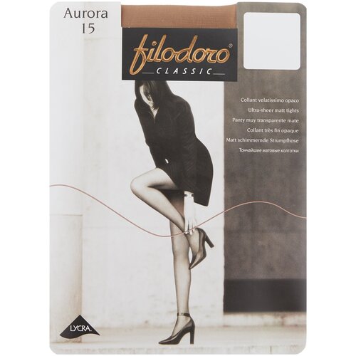 фото Колготки filodoro classic aurora, 15 den, с ластовицей, с шортиками, матовые, размер 3, бежевый