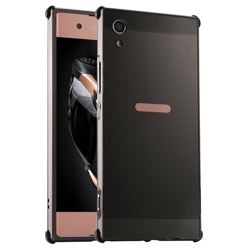 фото Чехол-бампер mypads для sony xperia xa1 c алюминиевым металлическим бампером и поликарбонатной накладкой черный