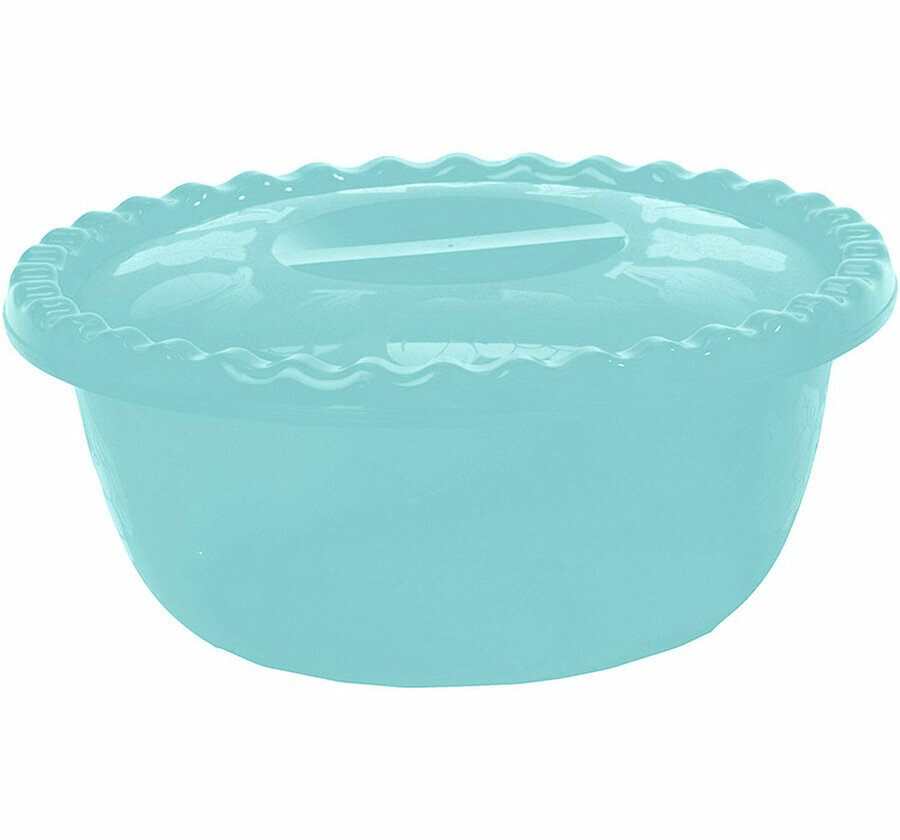 фото Миска круглая с крышкой 3 л (аквамарин)