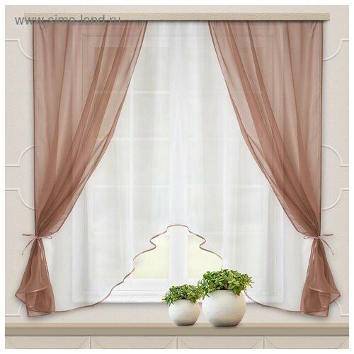 фото Комплект штор для кухни шарм 285х160 см, какао-молочный, пэ 100% 5132117 witerra