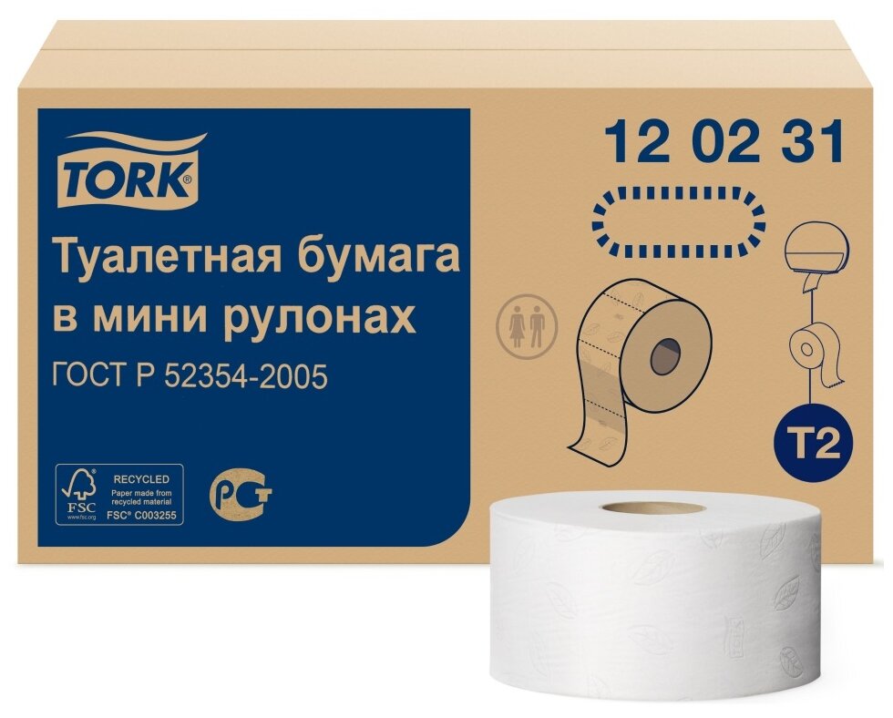 Туалетная бумага TORK Advanced 120231 12 рул, белый, без запаха 9.5 х 14 см