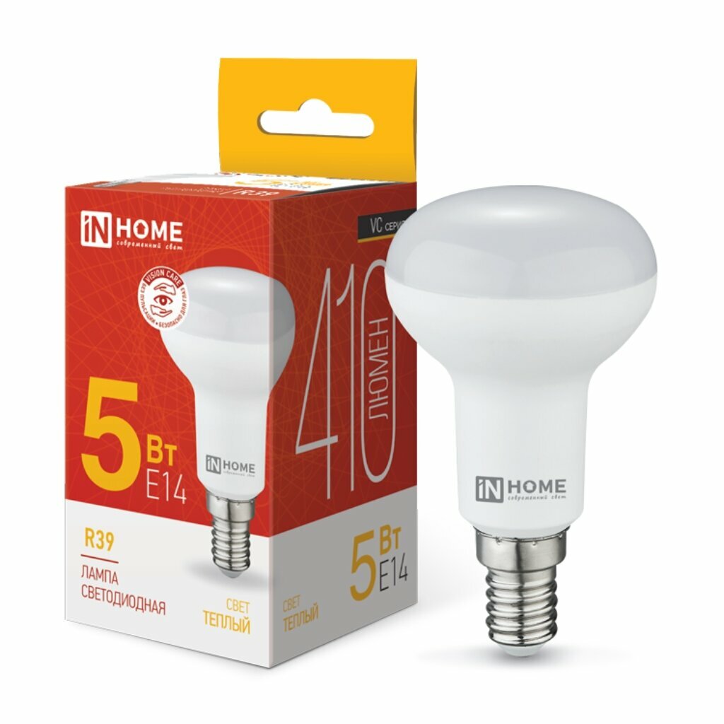 Светодиодная лампа IN HOME LED-R39-VC 5Вт 230В Е14 3000К 410Лм 4690612030838 - фотография № 5