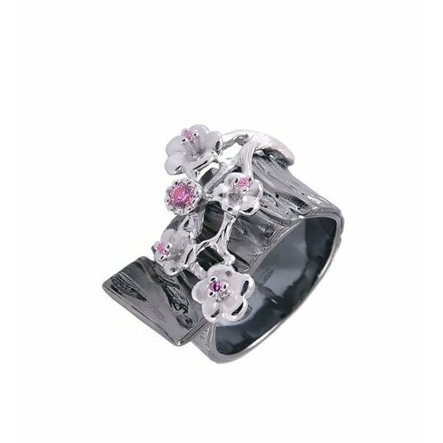 Кольцо Альдзена кольцо из серебра к-16025, серебро, 925 проба, родирование, фианит, размер 18.5, розовый