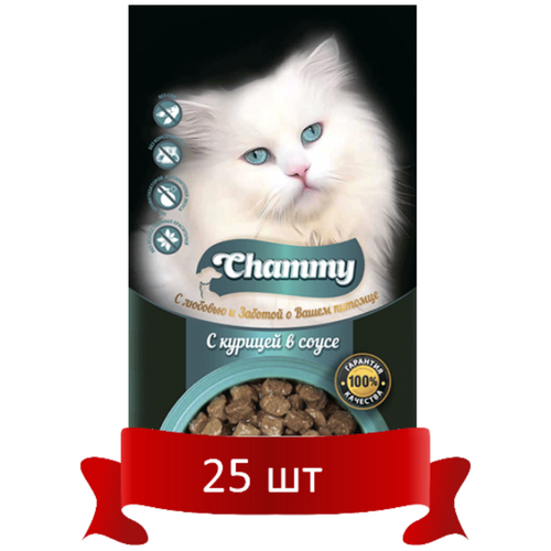 Корм консервированный для кошек Chammy курица в соусе, 85 гр*25 шт