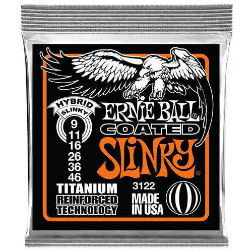 Струны для электрогитары ERNIE BALL 3122 RPS Coated Titanium Slinky Hybrid 9-46 ernie ball 3125 струны для электрогитары titanium rps