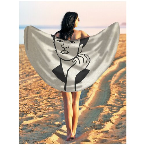 фото Парео и пляжный коврик joyarty "фрида с цветами", трикотаж 150 см