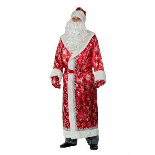 Сатиновый красный костюм Деда Мороза сатиновый синий костюм деда мороза snej 52