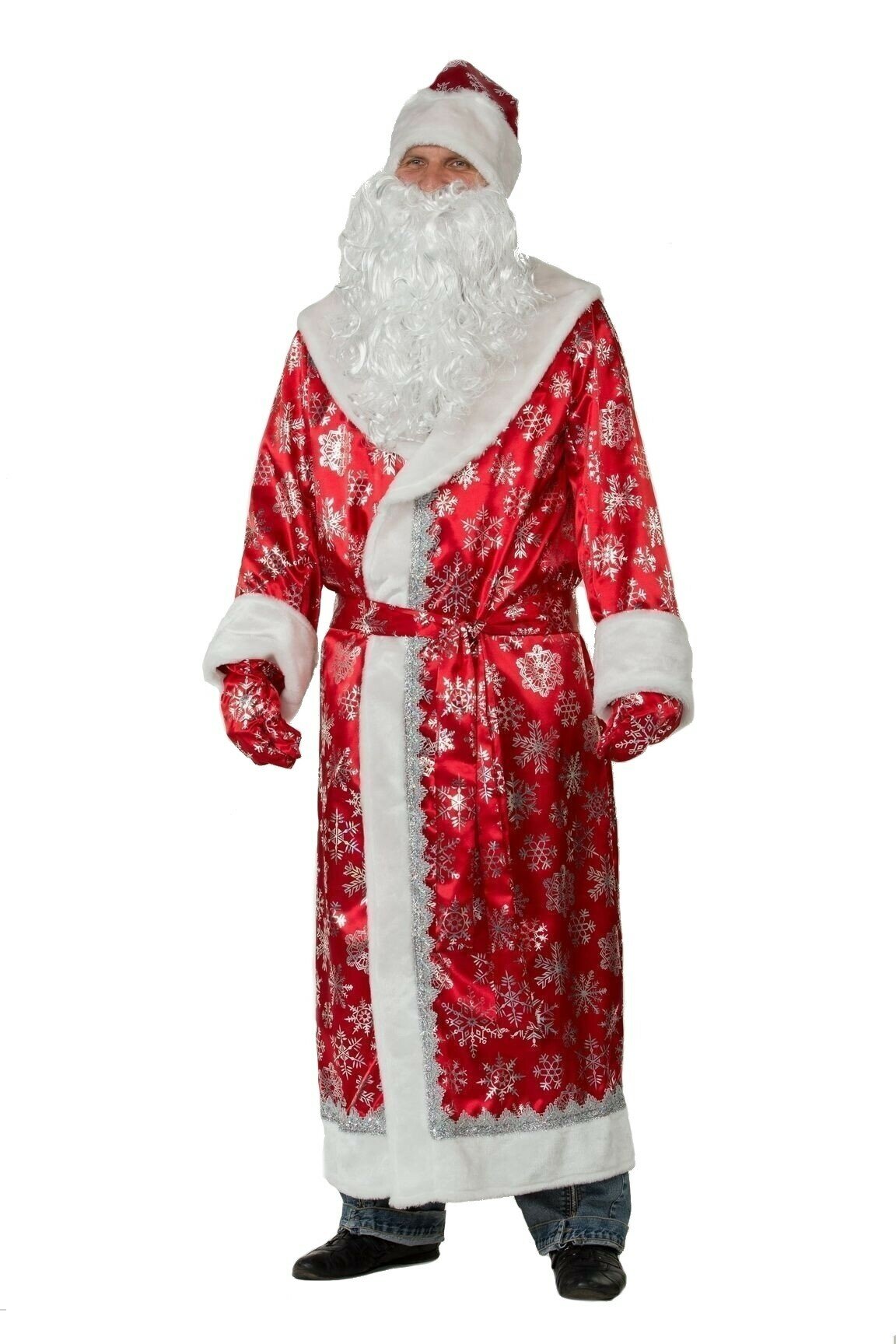 Сатиновый красный костюм Деда Мороза
