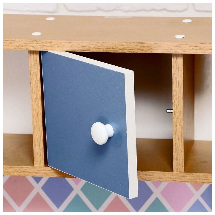 ZABIAKA Набор игровой мебели «Детская кухня», цвет корпуса бело-бежевый, цвет фасада бело-голубой, фартук ромб
