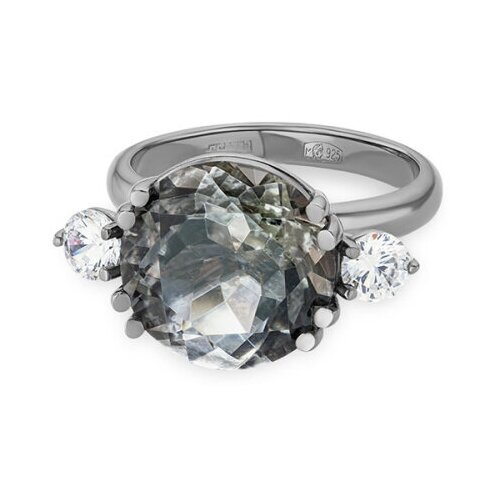 фото Кольцо из серебра с горным хрусталём чёрным и фианитами кристалл мечты 1328568458 17.0