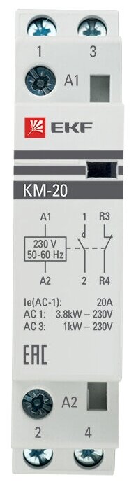 Контактор модульный EKF PROxima КМ 20А, NО+NC, 1 модуль - фотография № 2