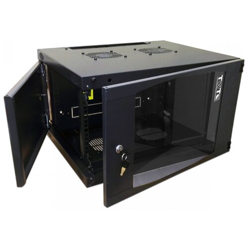 Шкаф настенный 6U 550x600, стекло, черный, разборный, TWT Next TWT-CBWNG-6U-6X6-BK