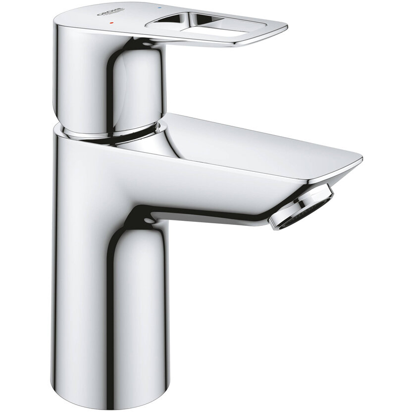 Смеситель для раковины GROHE BauLoop с ограничителем температуры, гладкий корпус, S-Size, хром (23337001)