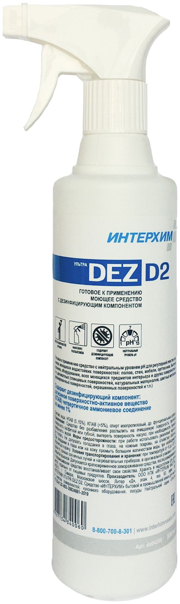 Моющее средство с дезинфицирующим эффектом Интерхим Dez D2