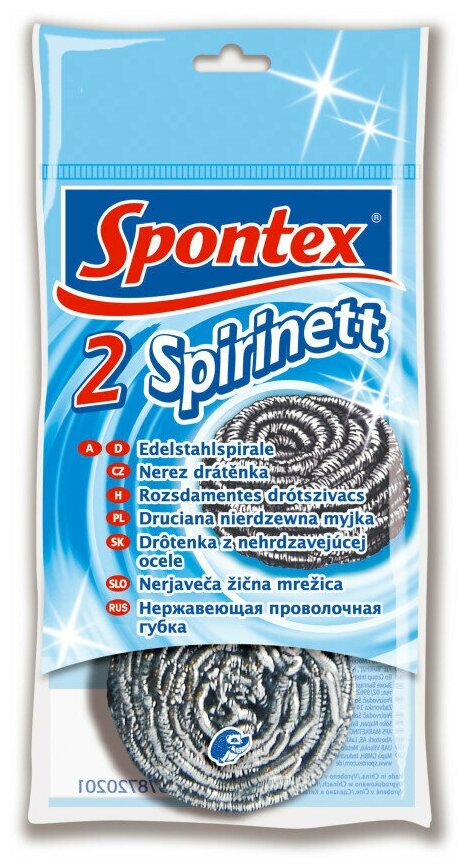 Мочалка кухонная проволочная Spontex Spirinett из нержавеющей стали (2шт)