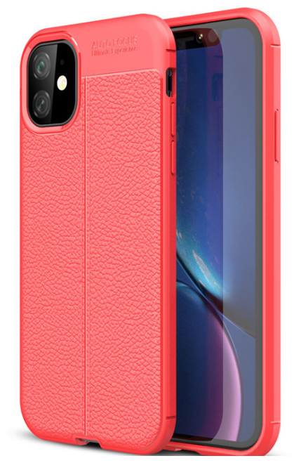 Чехол MyPads для iPhone 11 (Айфон 11) 6.1 из качественного износостойкого силикона с декоративным дизайном под кожу с тиснением красный