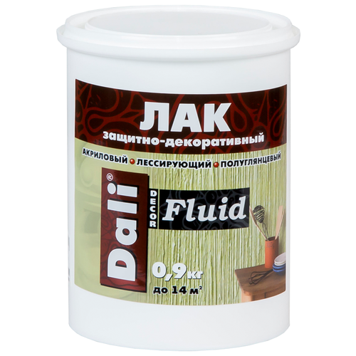 DALI-DECOR Fluid бесцветный, полуглянцевая, 0.9 кг, 0.9 л dali dali decor quartz primer дали декор кварц праймер грунтовка адгезионная акриловая белый 12кг