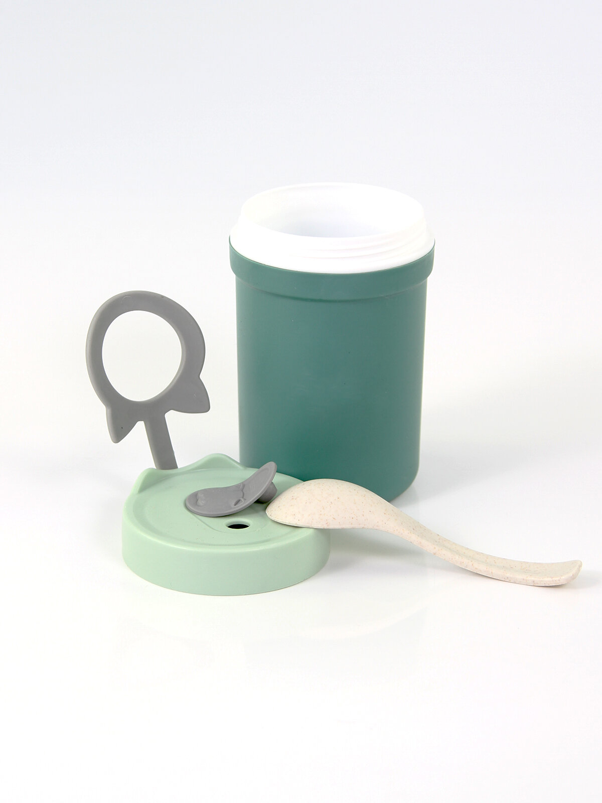Набор ланч-бокс с приборами (зеленый) Hans&Helma термокружка, термосумка, контейнер с вилкой и ложкой компактный комплект для еды в офис на работу - фотография № 4