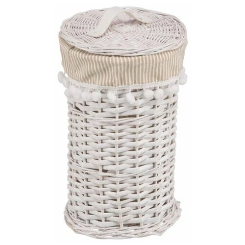 фото Корзина бельевая круглая "колокольчик", д200 ш200 в340, белый natural house