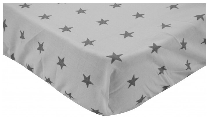 Простынь на резинке для кроватки 120х60 см Little Stars Серый