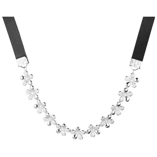 Колье 9458910003 из серебра 925 пробы с фианитом и кожей 35