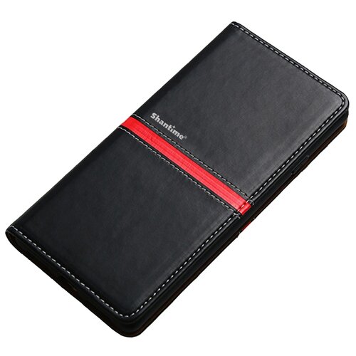 фото Чехол-книжка mypads для samsung galaxy a01 core / samsung galaxy m01 core из качественной водоотталкивающей импортной кожи на жесткой металлической основе черный с красной полосой